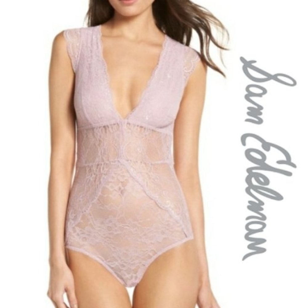 NWT Sam Edelman Lace Dawn Bodysuit Body Suit pale pink
